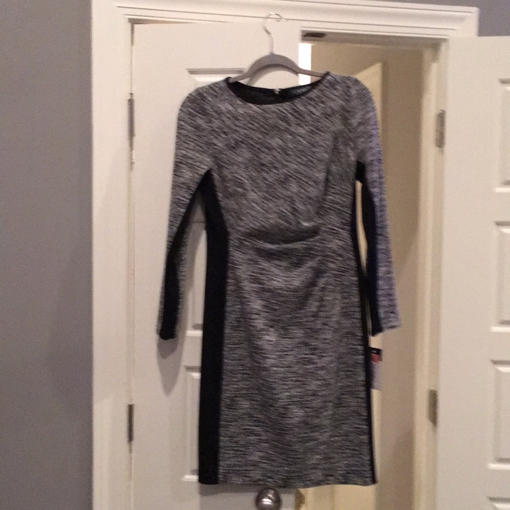 Very flattering black and white knit dress